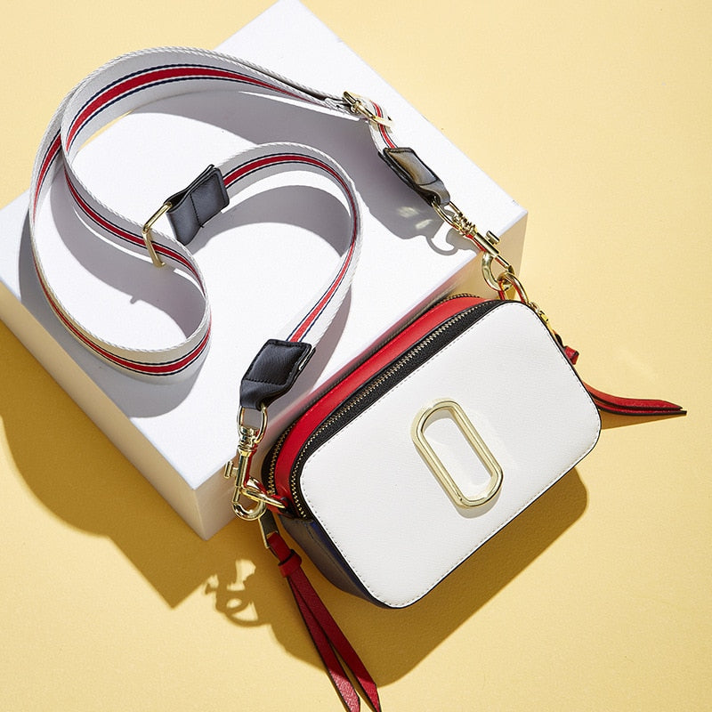 Diinovivo High Quality Square Bag For Women Crossbody Bag PU Leather Shoulder Bag Wide Strap Fashion Panelled Camera BagWHDV2411