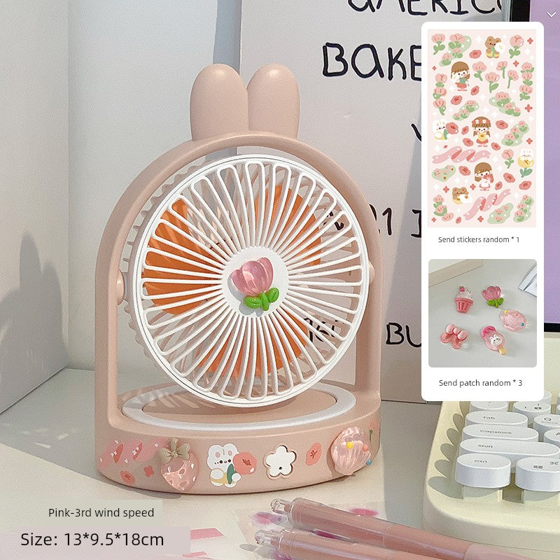 Cute Desktop Little Fan Mute Office Desk Mini Fan USB Rechargeable Student Dormitory Portable