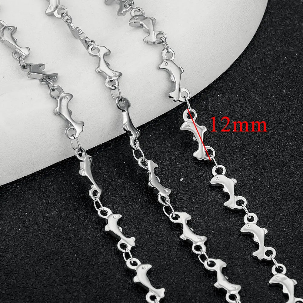 1 Meter Stainless Steel Chain Oval Heart Dolphin Hip Hop NK Cable for DIY Necklace Bracelet Jewelry Making Accessories Wholesale