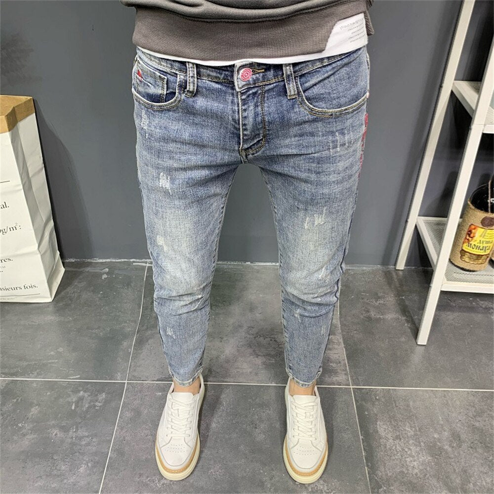 2022 Brand Men Jeans Slim Fit Skinny Denim Jeans Designer Elastic Straight Jeans Stretch Trousers Jeans for Men