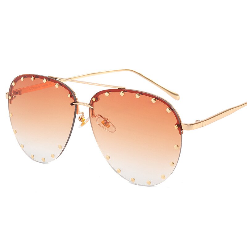 BEGREAT Ladies Metal Rivet Pilot Sunglasses Women Luxury Personality Glasses Cool Eyewear Shades очки солнечные женские UV400