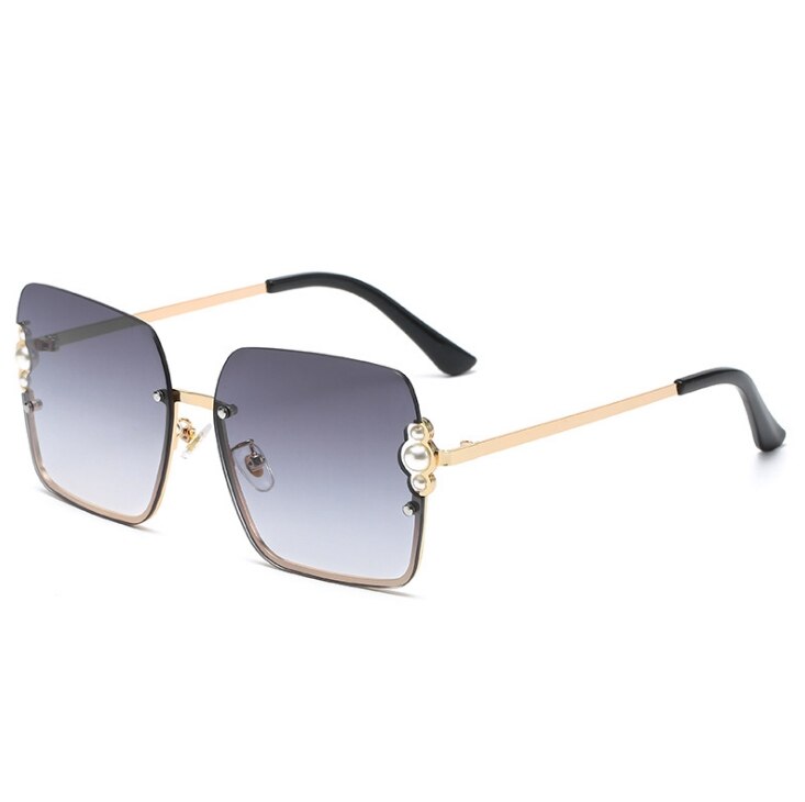 Half Frame Luxury Women Brand Sunglasses Pearl Square Fashion Shades UV400 Vintage Glasses