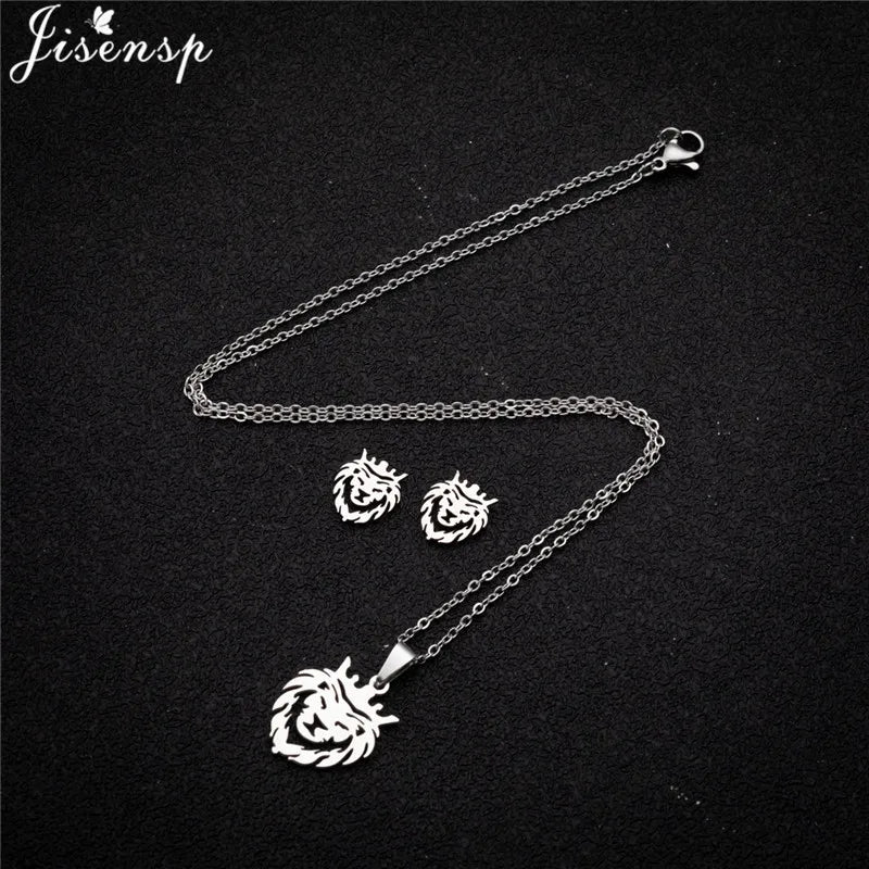 100% Cute Swallow Stainless Steel Pendents Necklaces for Women Small Lion Tiger Bee Snake Animal Earrings Stud Birthday Gifts