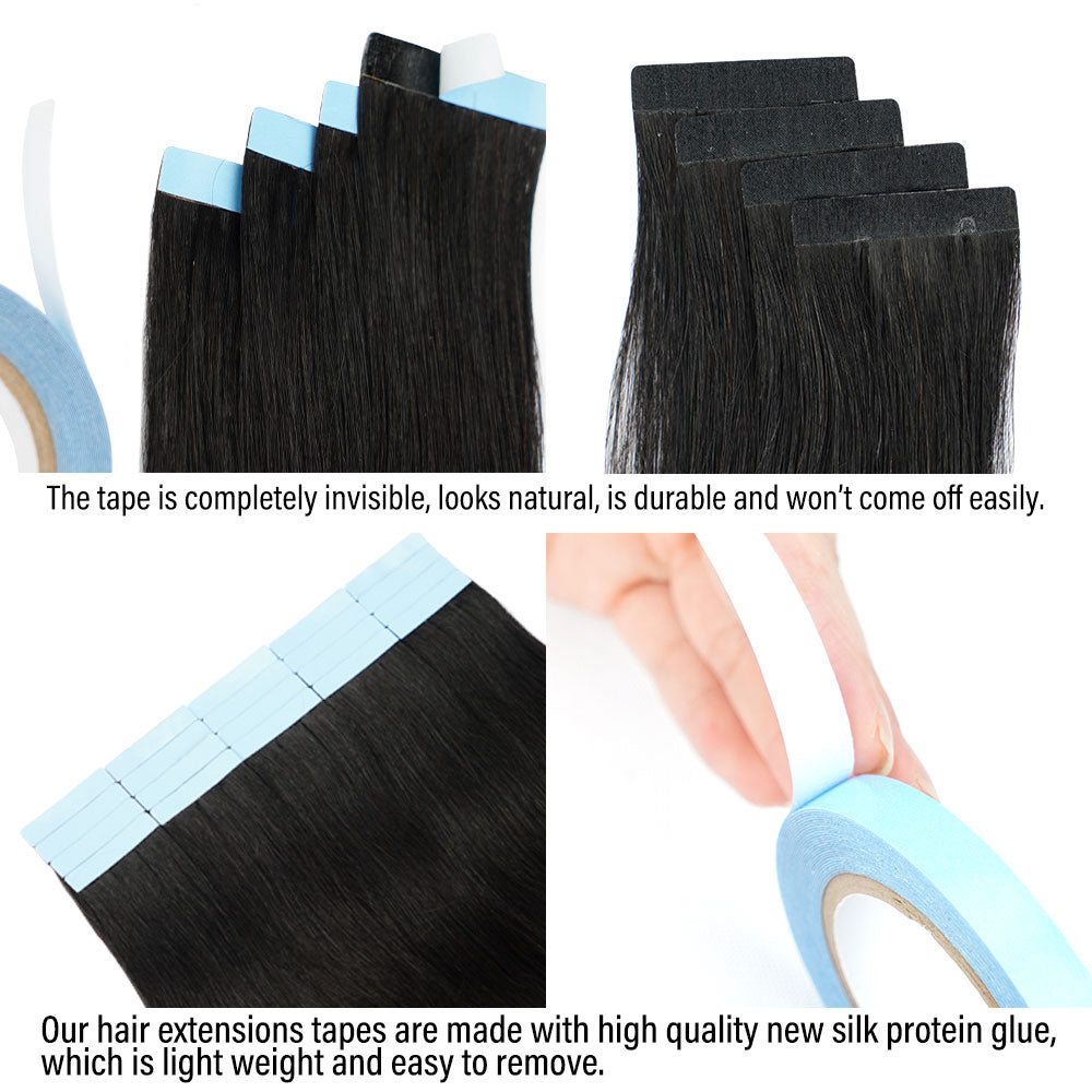 Veravicky Hair Tape In Hair Extensions Natural Human Hair Tiny Interface 4x0.8cm Skin Weft Remy 10pcs 16-24 inch For Thin Hair