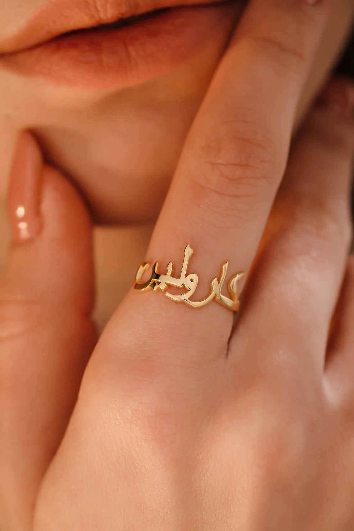 Arabic Custom Name Gold Ring for Women Stainless Steel Personalized Adjustable Customized Heart Rings Wedding Bridesmaid Jewelry