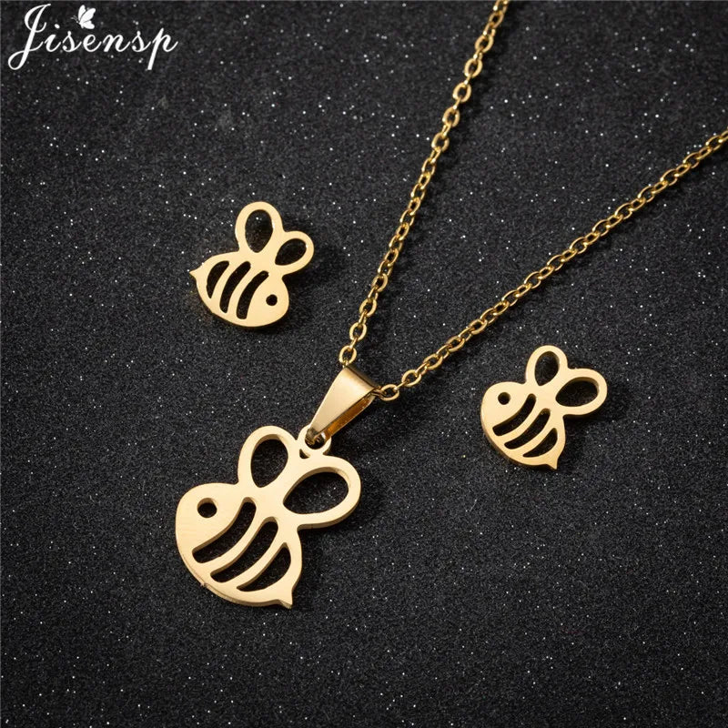 100% Cute Swallow Stainless Steel Pendents Necklaces for Women Small Lion Tiger Bee Snake Animal Earrings Stud Birthday Gifts