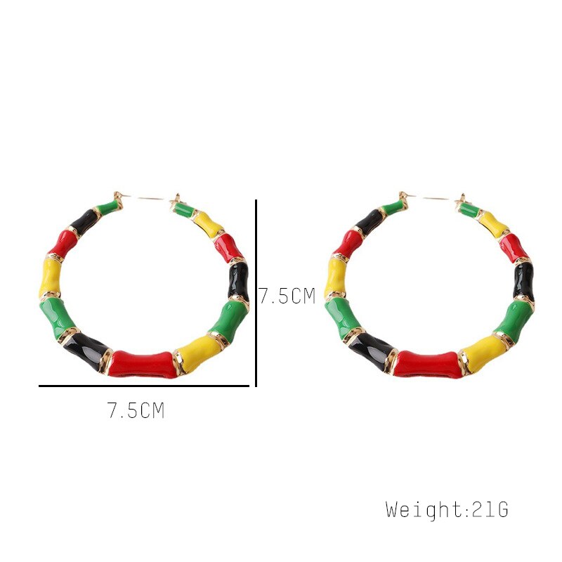 GSOLD Multi Color Hoops Big Bamboo Earrings For Women Exaggerated Sexy Metal Round Circle Hip Hop Earrings Summer Jewelry