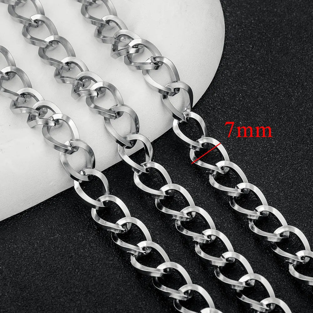 1 Meter Stainless Steel Chain Oval Heart Dolphin Hip Hop NK Cable for DIY Necklace Bracelet Jewelry Making Accessories Wholesale