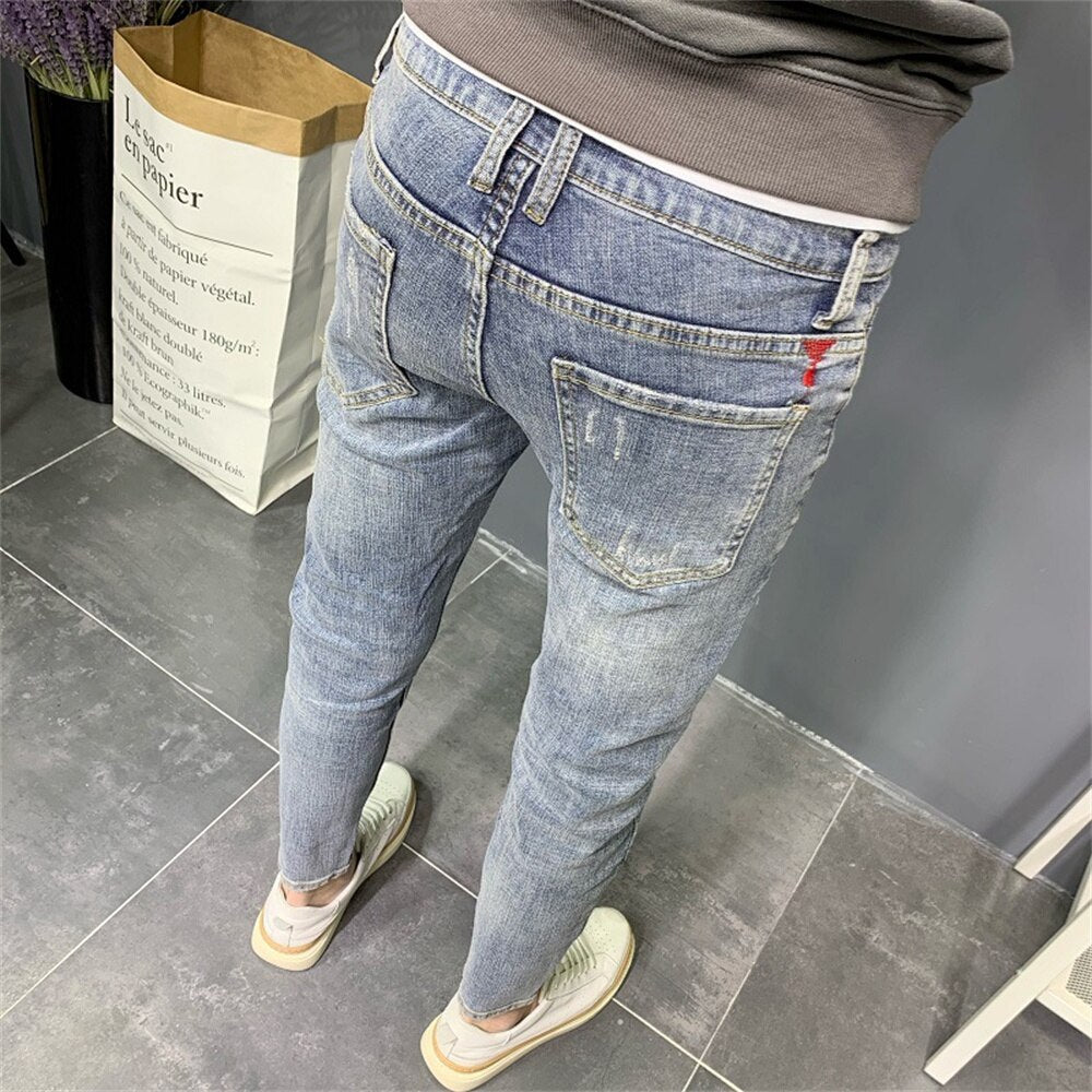 2022 Brand Men Jeans Slim Fit Skinny Denim Jeans Designer Elastic Straight Jeans Stretch Trousers Jeans for Men