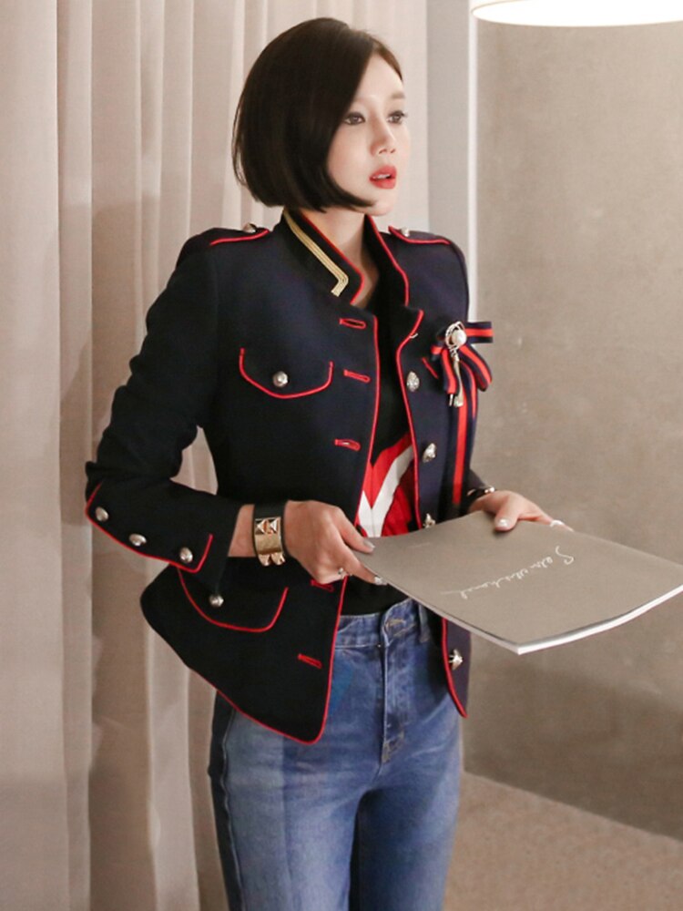 Fashion Korean Women Coat High Quality Vintage Temperament Formal Classic Mujer Suit Outerwear Femme Jacket Blazer Spring Autumn