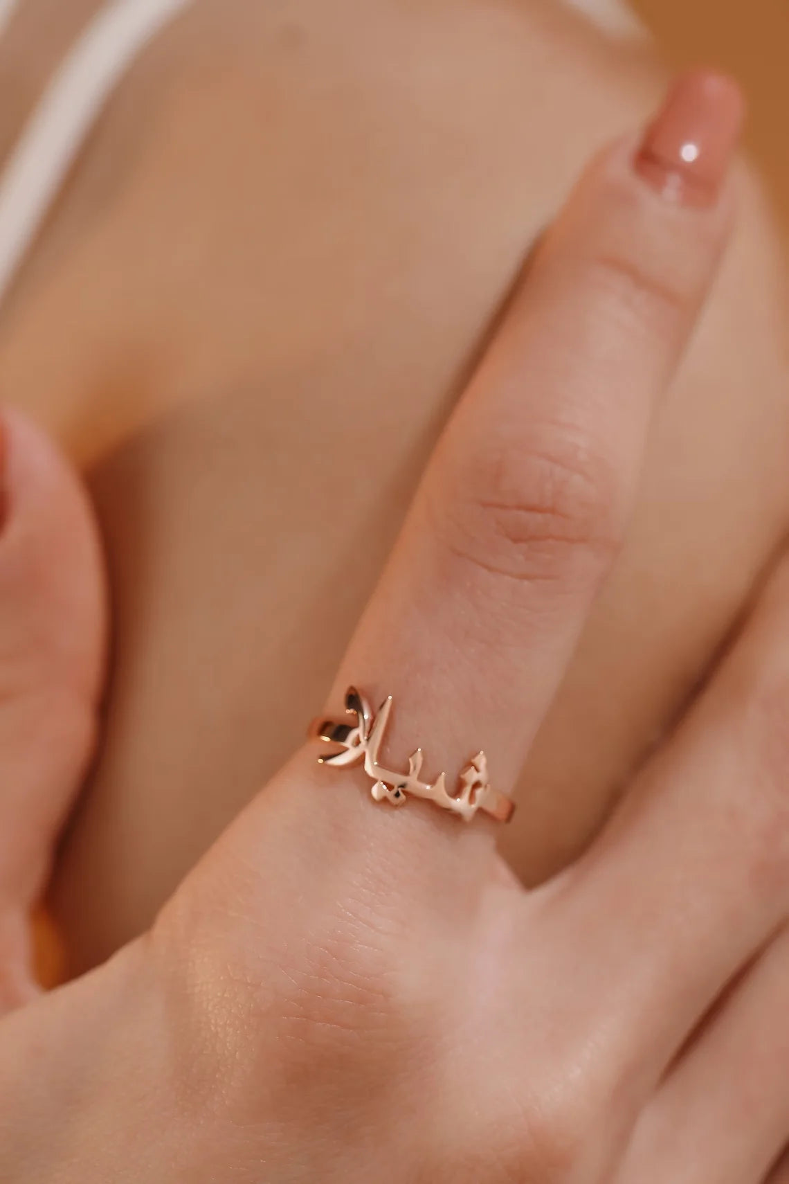 Arabic Custom Name Gold Ring for Women Stainless Steel Personalized Adjustable Customized Heart Rings Wedding Bridesmaid Jewelry