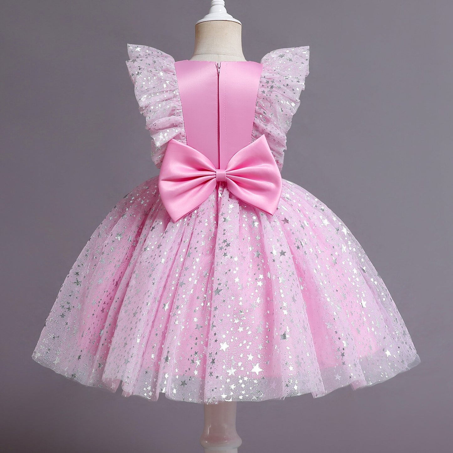 2023 Pink Elegant New Girl Princess Dresses For Kids Events Prom Costume Birthday Wedding Party Tulle Tutu Bow Girl Vestido 1-5T