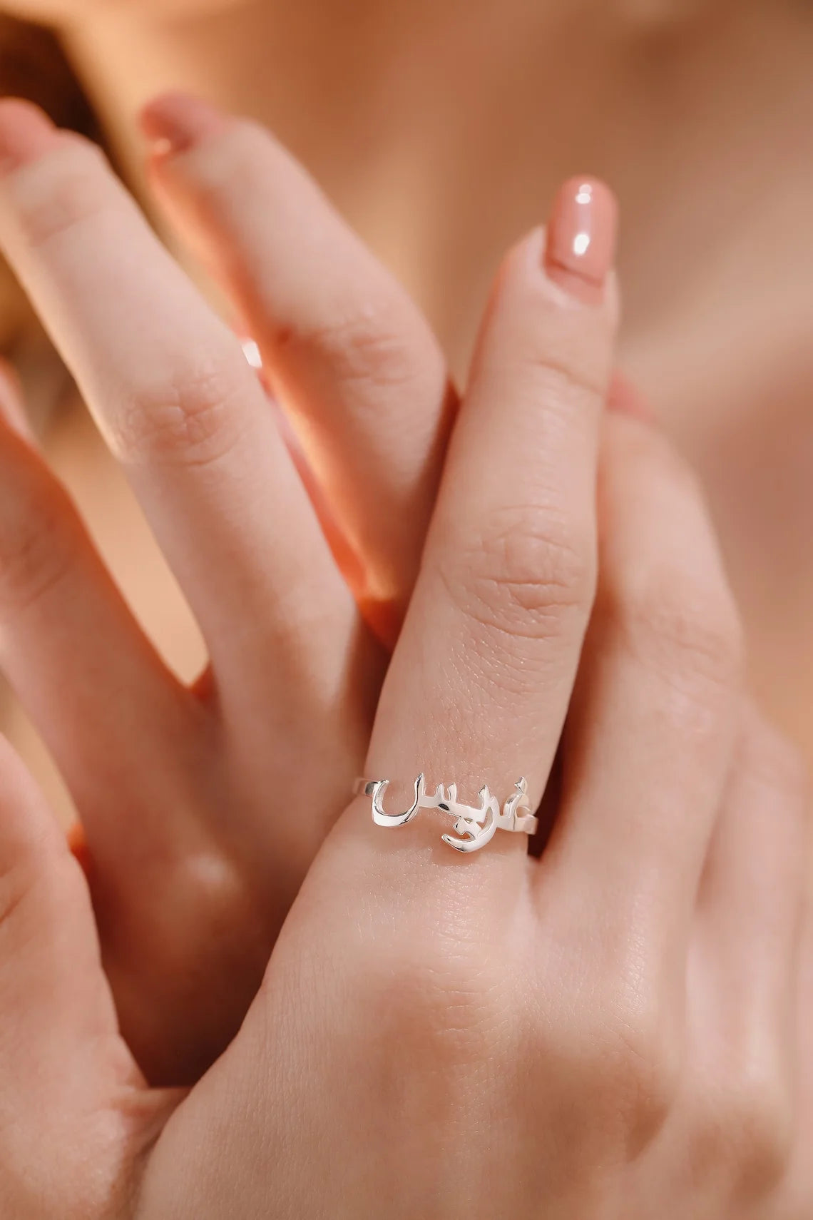 Arabic Custom Name Gold Ring for Women Stainless Steel Personalized Adjustable Customized Heart Rings Wedding Bridesmaid Jewelry