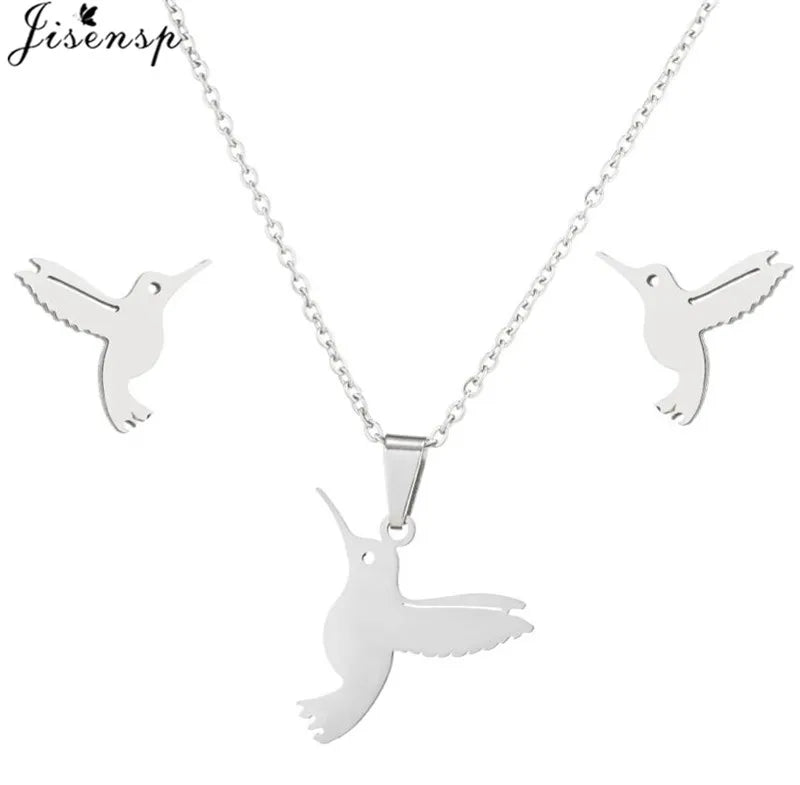 100% Cute Swallow Stainless Steel Pendents Necklaces for Women Small Lion Tiger Bee Snake Animal Earrings Stud Birthday Gifts