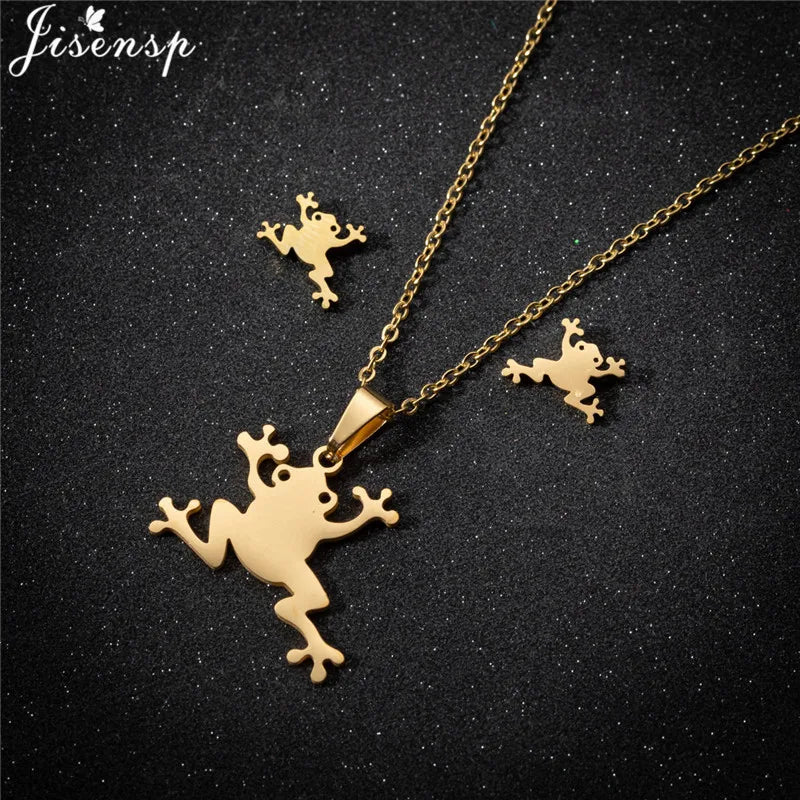 100% Cute Swallow Stainless Steel Pendents Necklaces for Women Small Lion Tiger Bee Snake Animal Earrings Stud Birthday Gifts