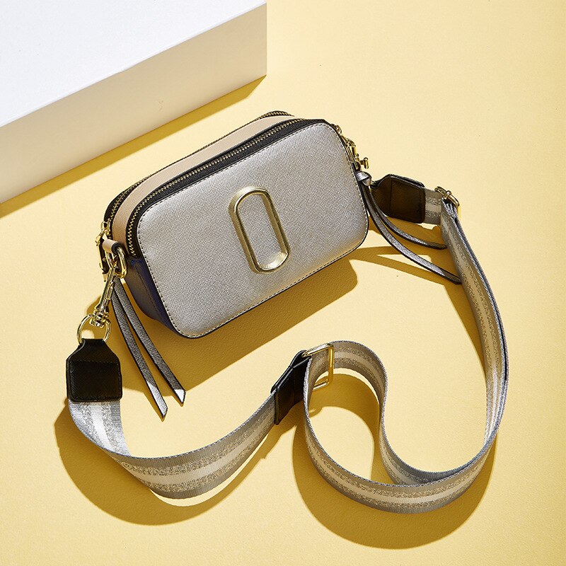 Diinovivo High Quality Square Bag For Women Crossbody Bag PU Leather Shoulder Bag Wide Strap Fashion Panelled Camera BagWHDV2411
