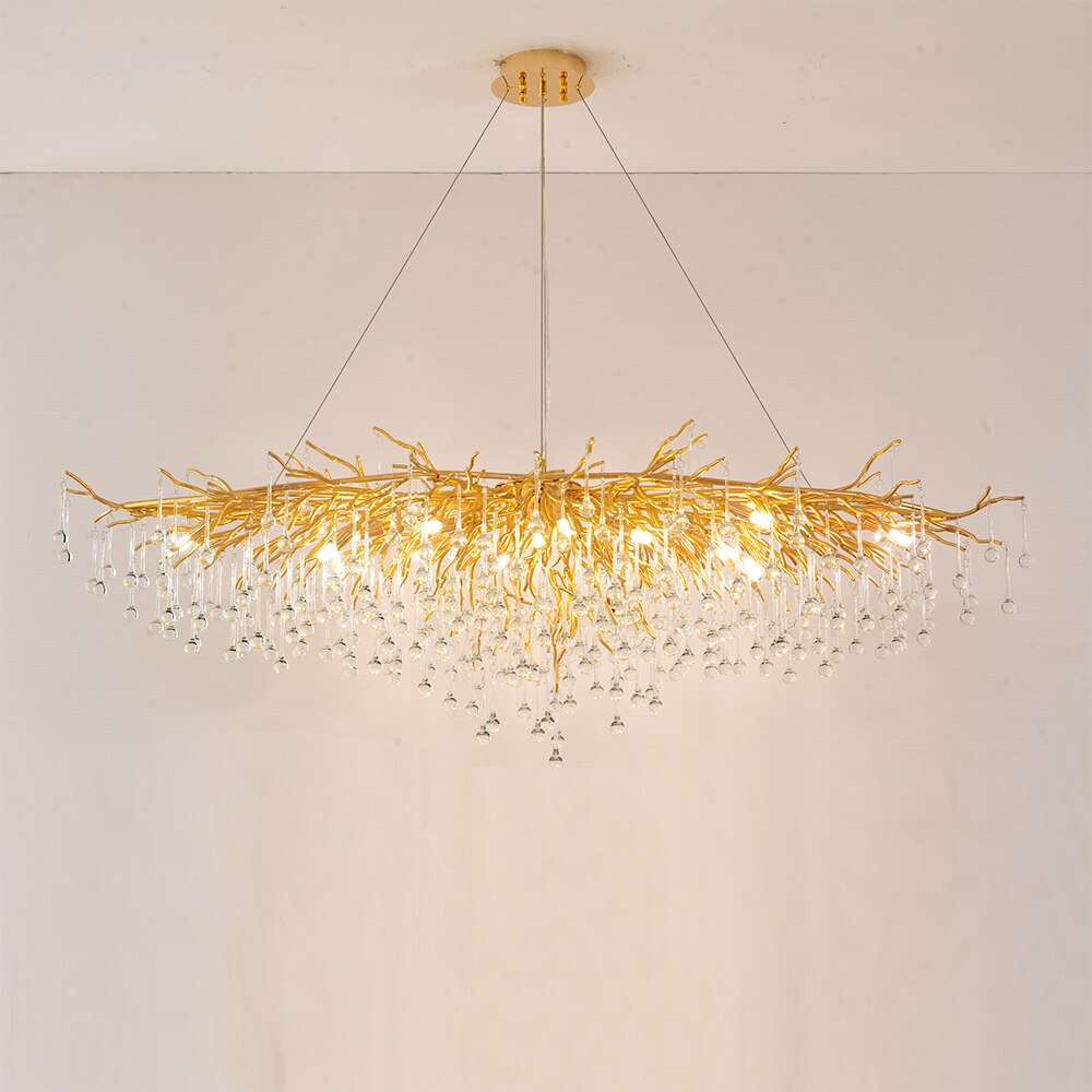 Nordic Luxury Crystal LED Chandelier LOFT Villa Large Lustre Ceiling Chandeliers for Living Room Hotel Home Lamp Indoor Lighting