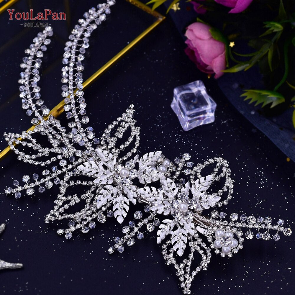 YouLaPan HP438 Shiny Bridal Headdress Luxury Wedding Headband Women Hair Accessories Queen Headpiece Party Banquet Headwear