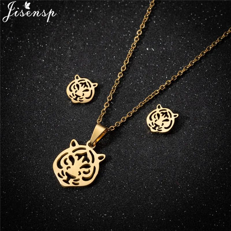 100% Cute Swallow Stainless Steel Pendents Necklaces for Women Small Lion Tiger Bee Snake Animal Earrings Stud Birthday Gifts