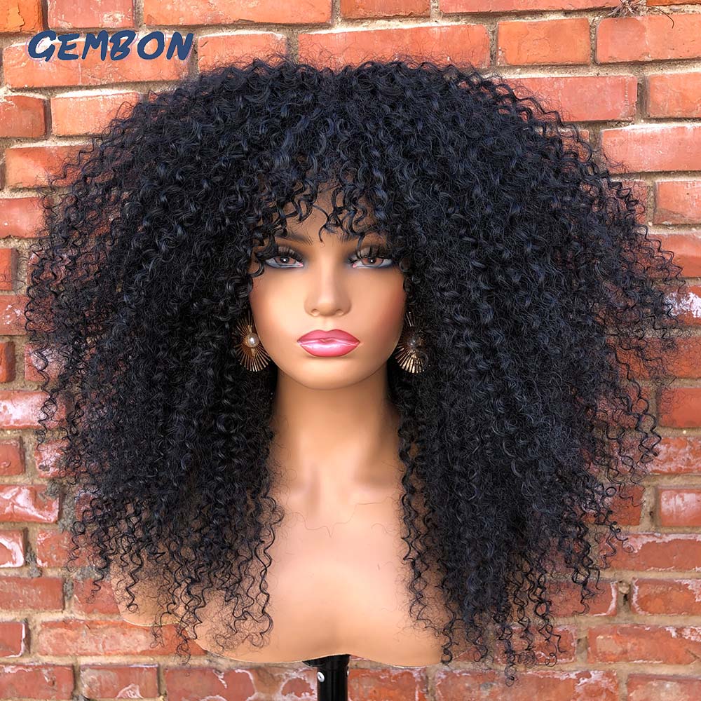 Short Hair Afro Kinky Curly Wig For Black Women Cosplay Blonde Synthetic Natural Red Wigs African Ombre HighTemperature Glueless