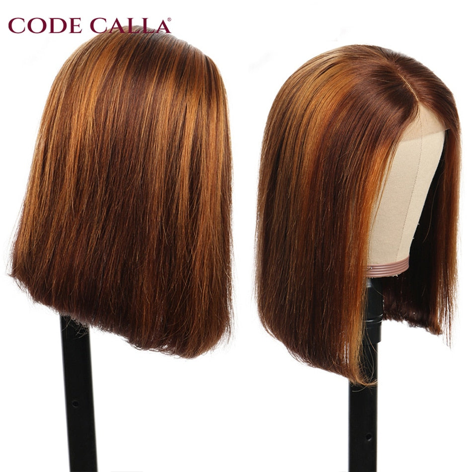 Highlight Wig Human Hair Bob Wig Straight Lace Front Wig Human Hair Brazilian Short Bob Human Hair Wigs On Sale Clearance