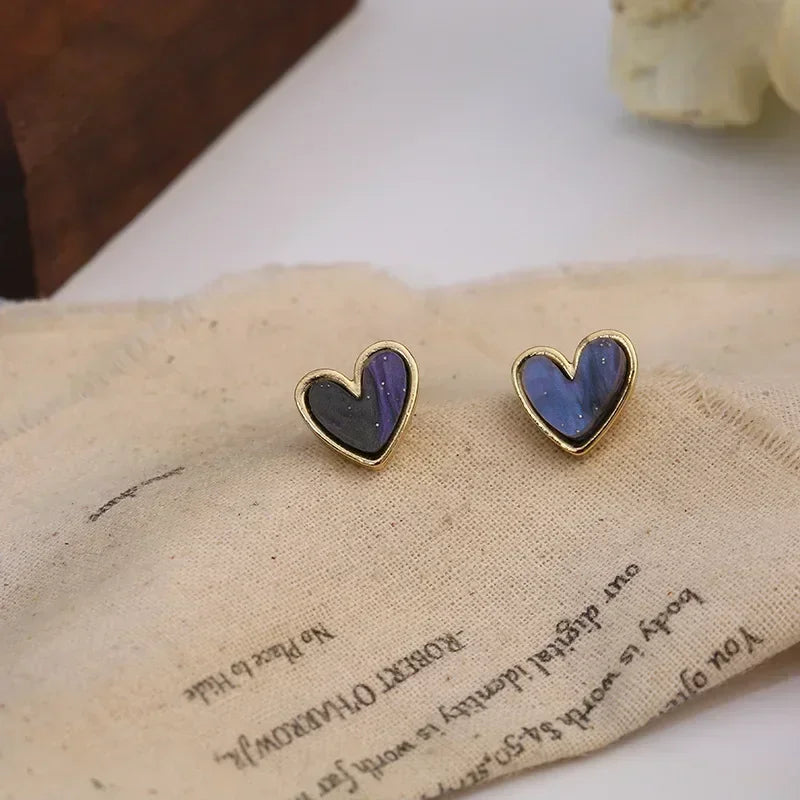 Cute Heart Stud Earrings for Women Girls Daily Wear Love Shape Earring Wedding Simple Ear Piercing Accessories Jewelry Gifts