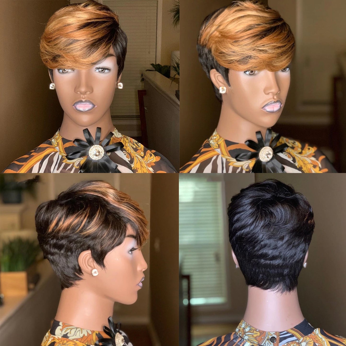BeiSDWig Synthetic Short Haircuts for Women Natural Pixie Cut Wigs for Black/White Women Short Hair Wig with Bangs