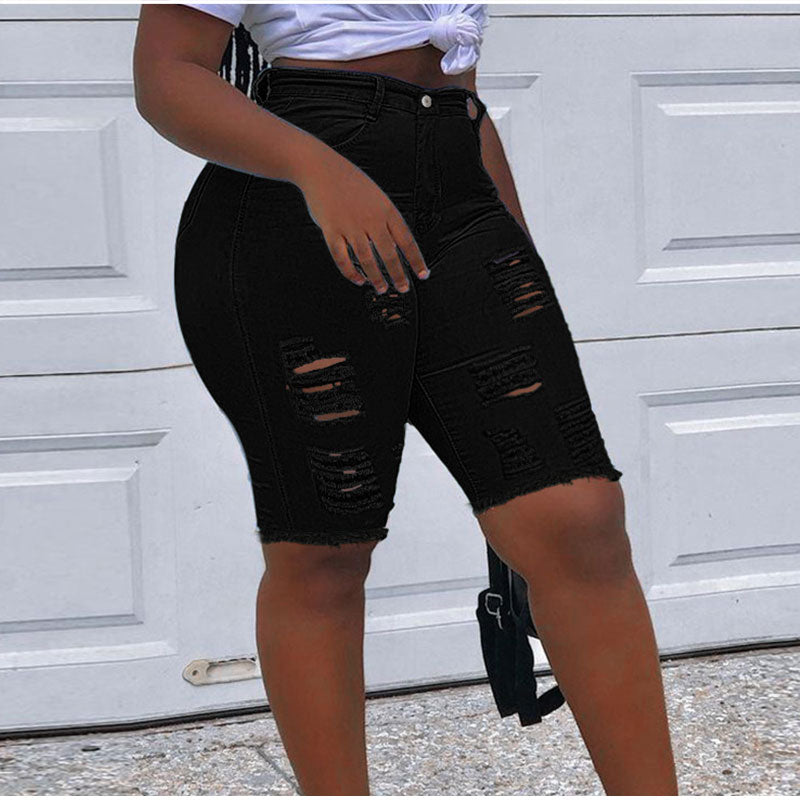 Sexy Ripped Skinny Jeans Shorts Fluorescent Destroyed Holes Stretch Leggings Short Pants Denim Bermudas Baggy Torn Jeggings