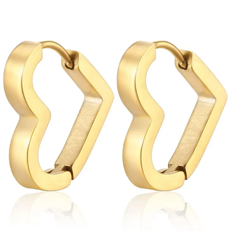 2PCS Square Geometric Earrings for Women Rectangular Gold Color Hoop Earrings Stainless Steel Earrings Trendy Jewelry Gifts