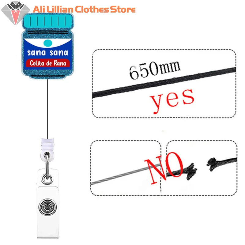 Acrylic Glitter Blood Bags Organ Retractable Badge Keychain Metal Clip Nurse Name ID Card Holder For Doctor Nurse Accessories