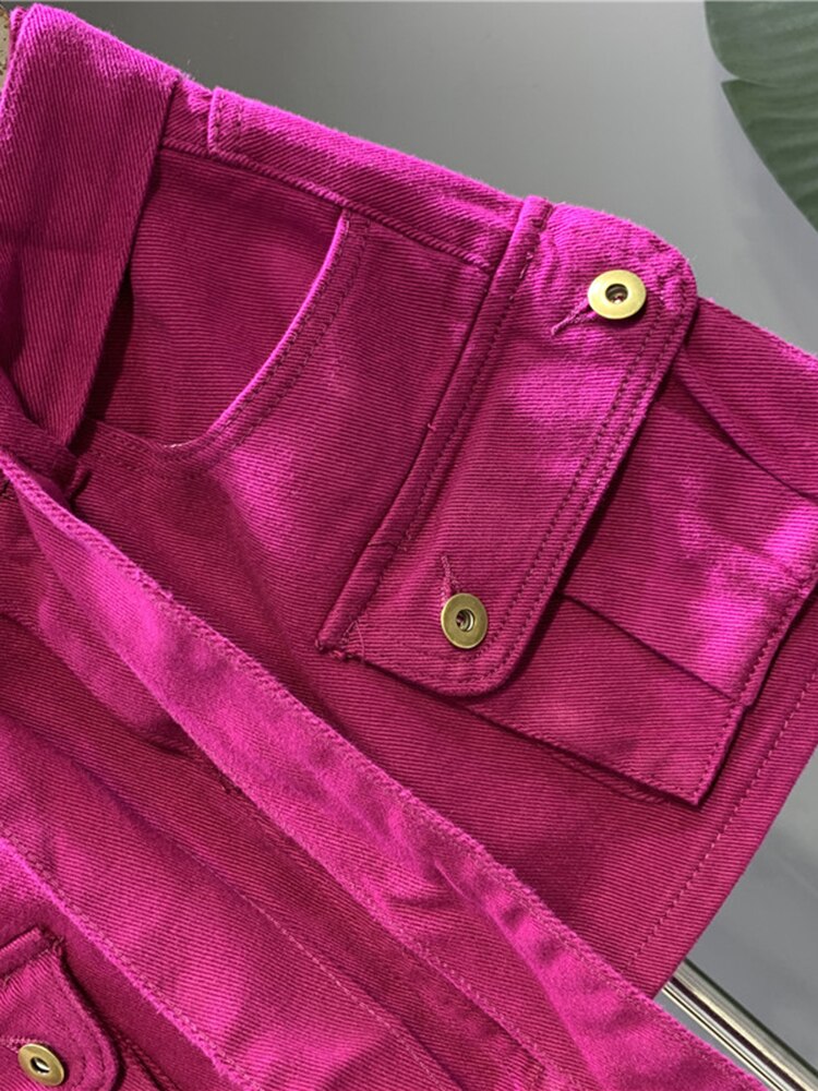 DEAT Fashion Belt Bandage Denim Mini Skirt Women Patchwork Pocket Cargo Wrap Hip Skirts Female Trend 2023 Spring New 11XX01119