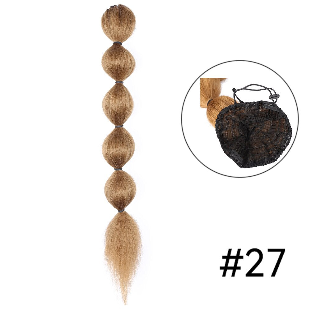 Kinky Straight Ponytail Syntehtic Bubble Ponytail Extensions 20Inch Long Drawstring Antern Bubble Pony Tail For Black Women
