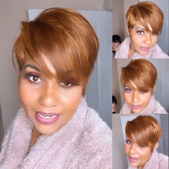 BeiSDWig Synthetic Short Haircuts for Women Natural Pixie Cut Wigs for Black/White Women Short Hair Wig with Bangs