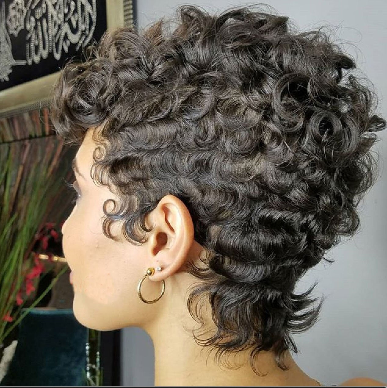 Fashion Short Curly Wig for Women Grey Synthetic Wig Ombre Short Hair Party Wigs Mother Full Wigs Natural As Real Hair