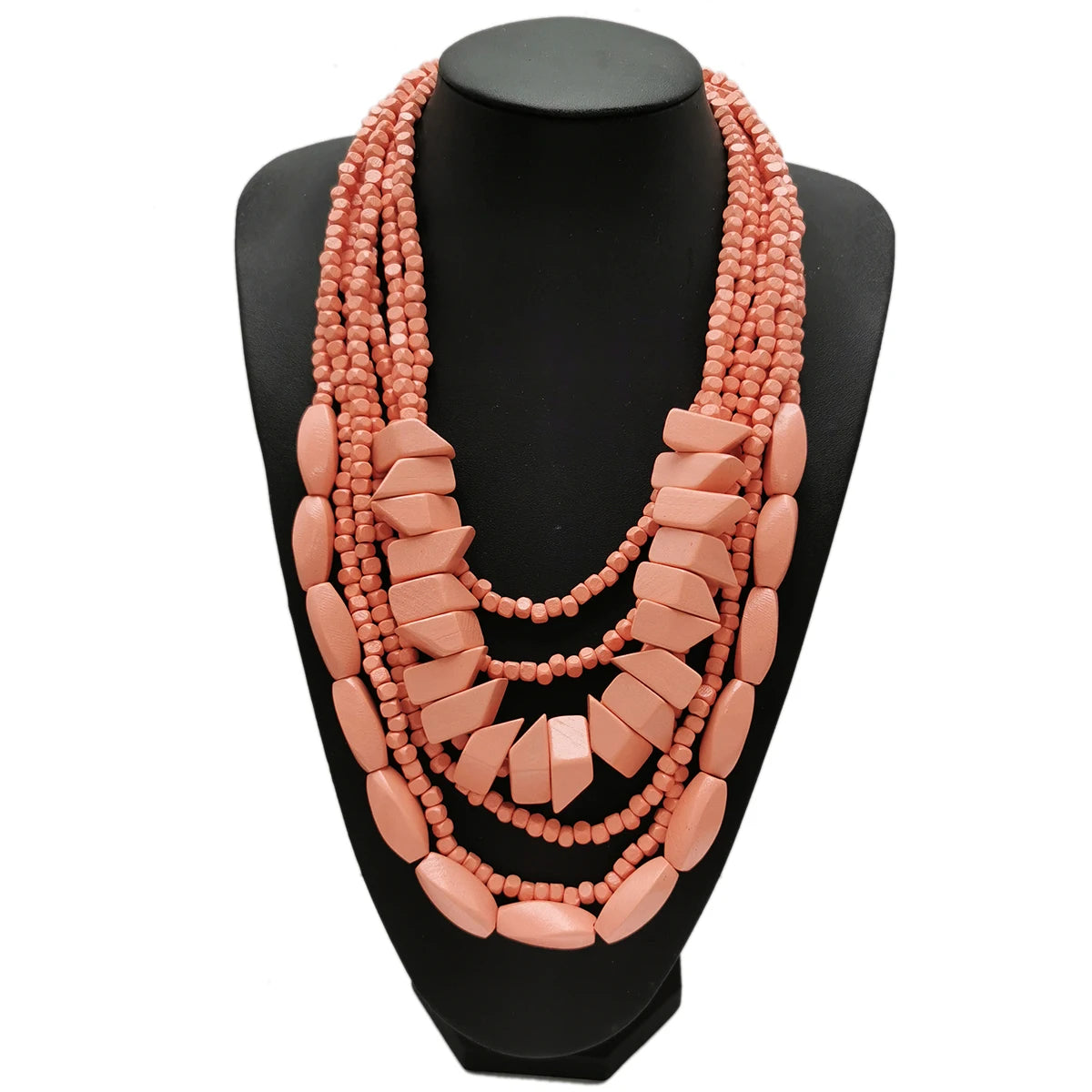 MANILAI Bohemian Multilayer Wood Bead Choker Necklaces For Women Handmade Beaded Statement Necklace Jewelry