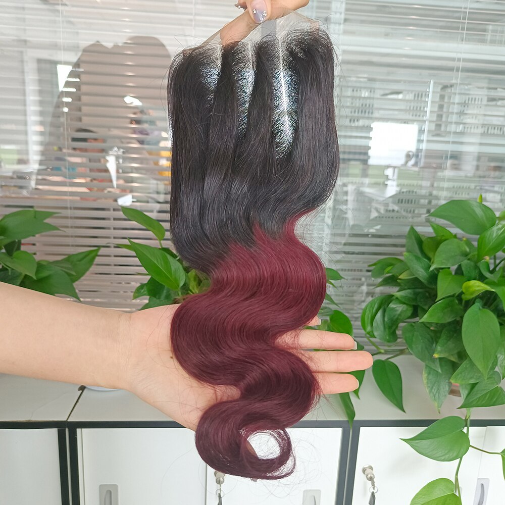 4x4 Lace Closure Body Wave Natural Color Dark Brown Highlight Honey Blonde Burgundy Indian Remy Human Hair Bobbi Collection