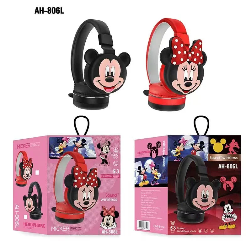Disney Minnie Mickey Bluetooth Headphones HIFI Sound Foldable Wireless Earphones Headsets Anime Cartoon Fashion Hottie Y2k Gifts