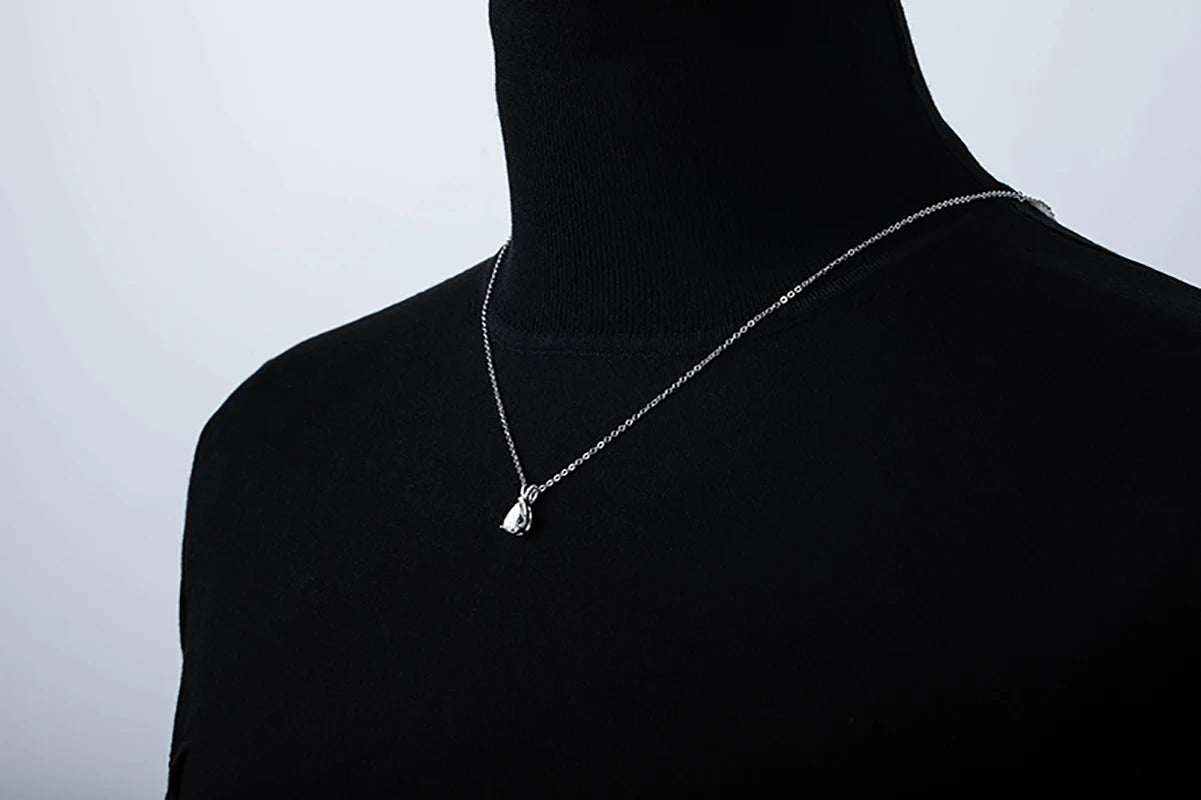 AnuJewel 2.5ct D Color Pear Cut  Teardrop Moissanite Diamond Pendant  Neckalce 925 Sterling Silver Necklace Jewelry