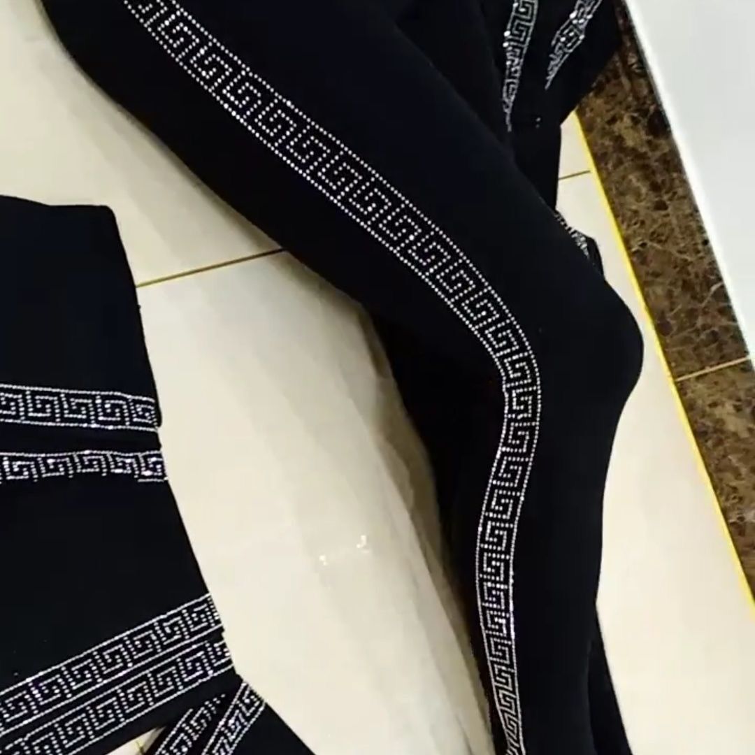 New Autumn Winter High Waist Stretch Thicken Velvet Women Leggings Blingbling Hot Drilling Ankle-length Bottoming Pants Black