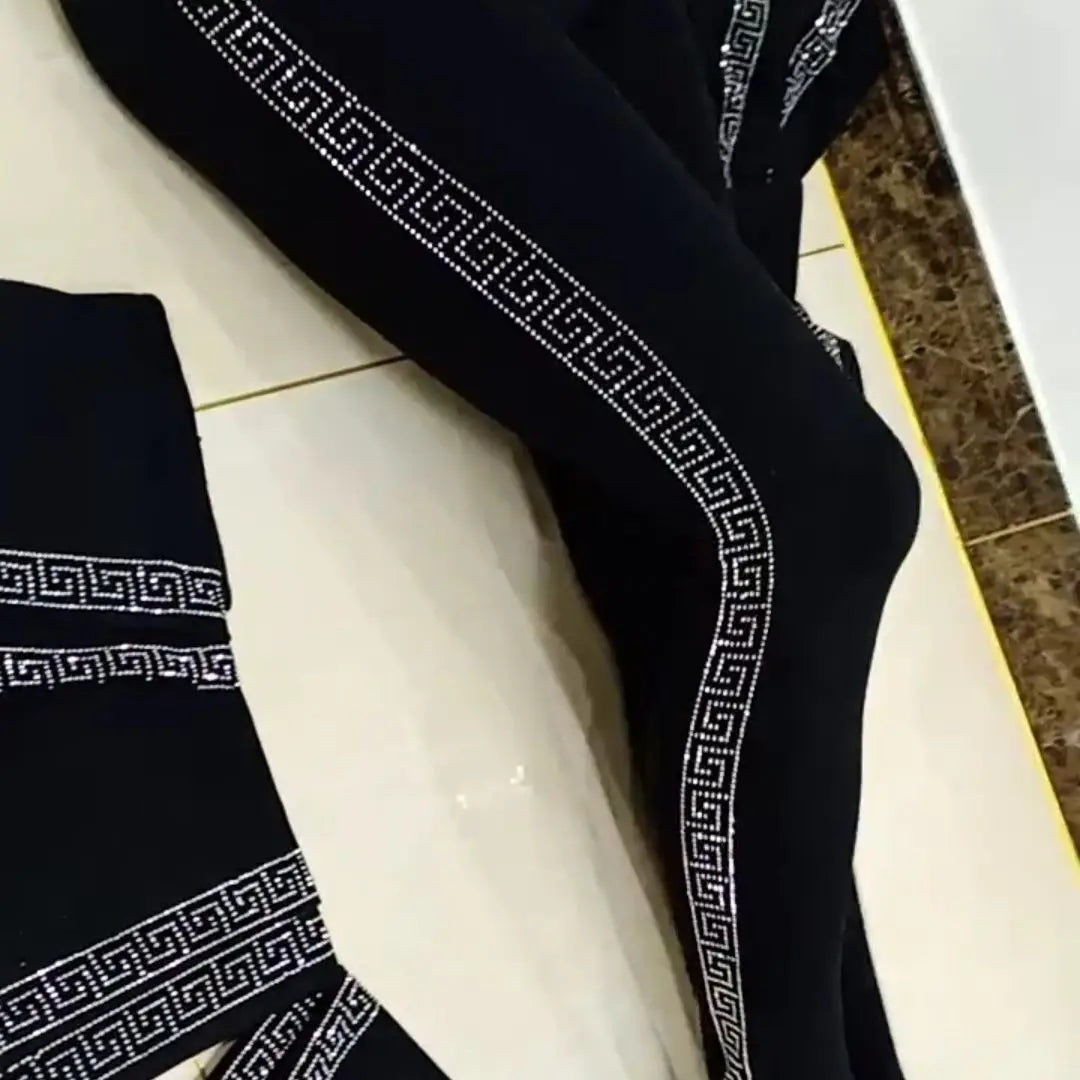 New Autumn Winter High Waist Stretch Thicken Velvet Women Leggings Blingbling Hot Drilling Ankle-length Bottoming Pants Black