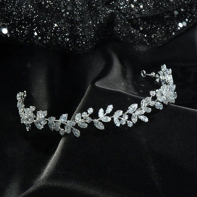 Luxury Bridal Headband Wedding Hair Pieces Zirconia CZ Bride Headpiece Tiaras Crowns 15 Years Girl Women Diadem Prom Headdress