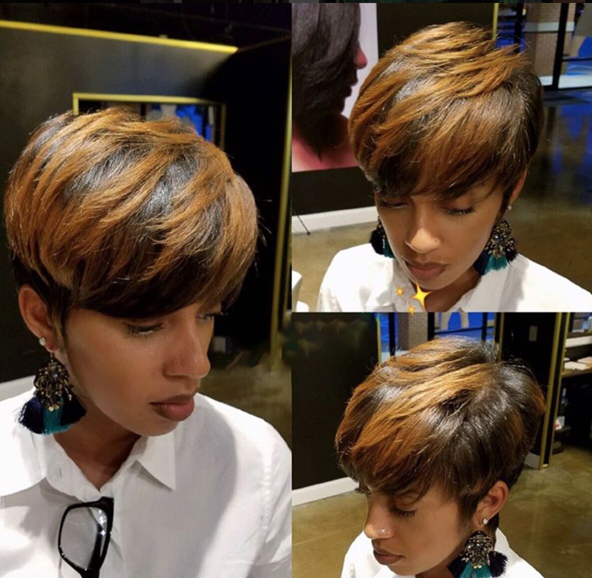 BeiSDWig Synthetic Short Haircuts for Women Natural Pixie Cut Wigs for Black/White Women Short Hair Wig with Bangs