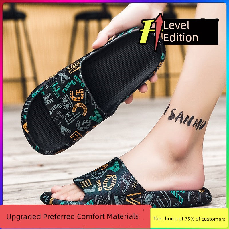 Summer Indoor Bath Sports Hard-Wearing Graffiti Slippers
