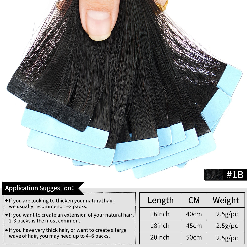 Veravicky Hair Tape In Hair Extensions Natural Human Hair Tiny Interface 4x0.8cm Skin Weft Remy 10pcs 16-24 inch For Thin Hair