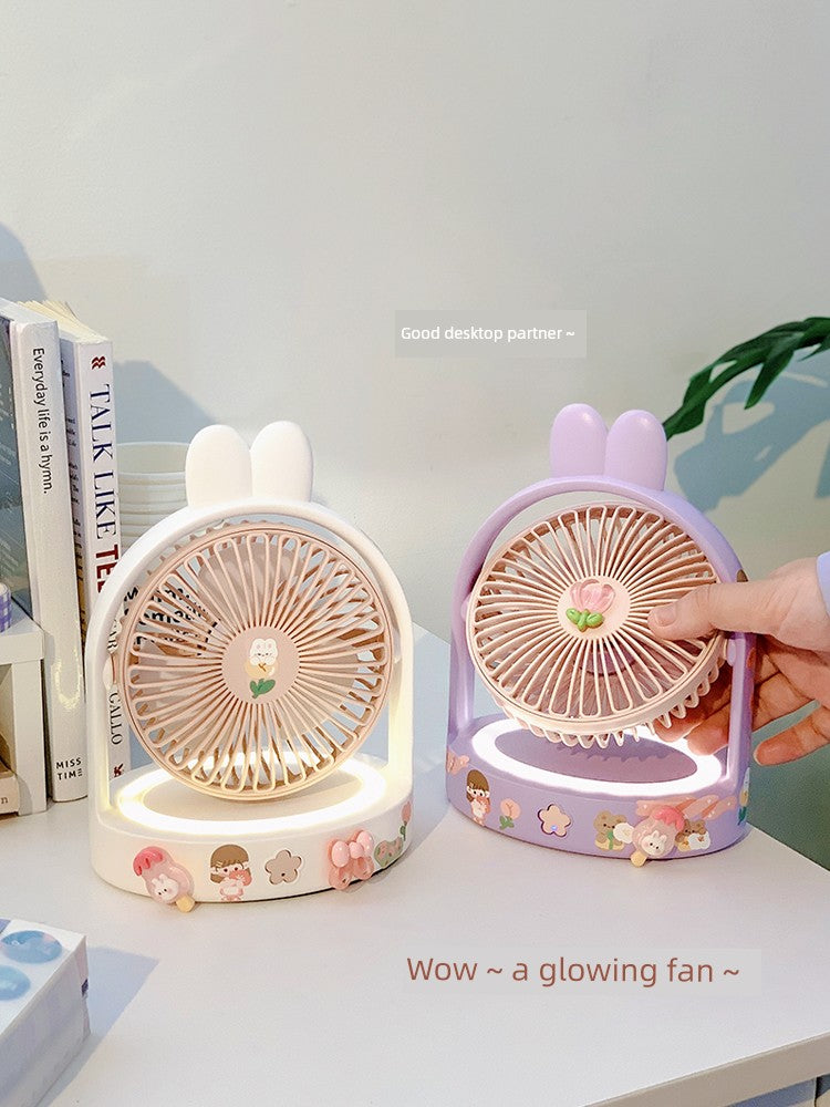 Cute Desktop Little Fan Mute Office Desk Mini Fan USB Rechargeable Student Dormitory Portable