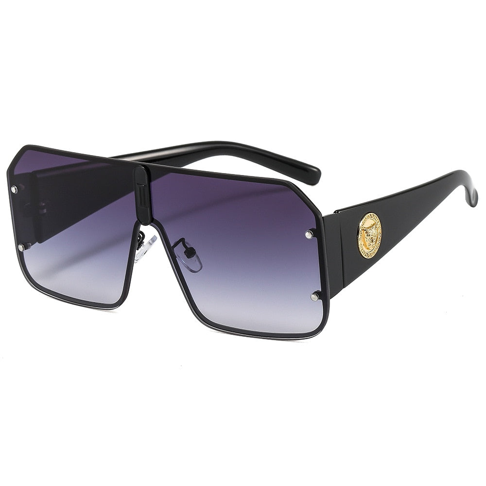 New personality leopard head one piece sunglasses fashion street shooting men and women sunglasses European and American big-nam