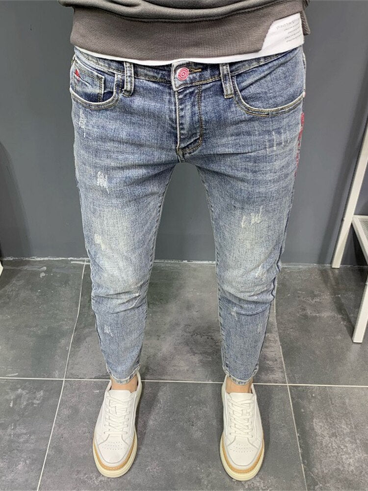 2022 Brand Men Jeans Slim Fit Skinny Denim Jeans Designer Elastic Straight Jeans Stretch Trousers Jeans for Men