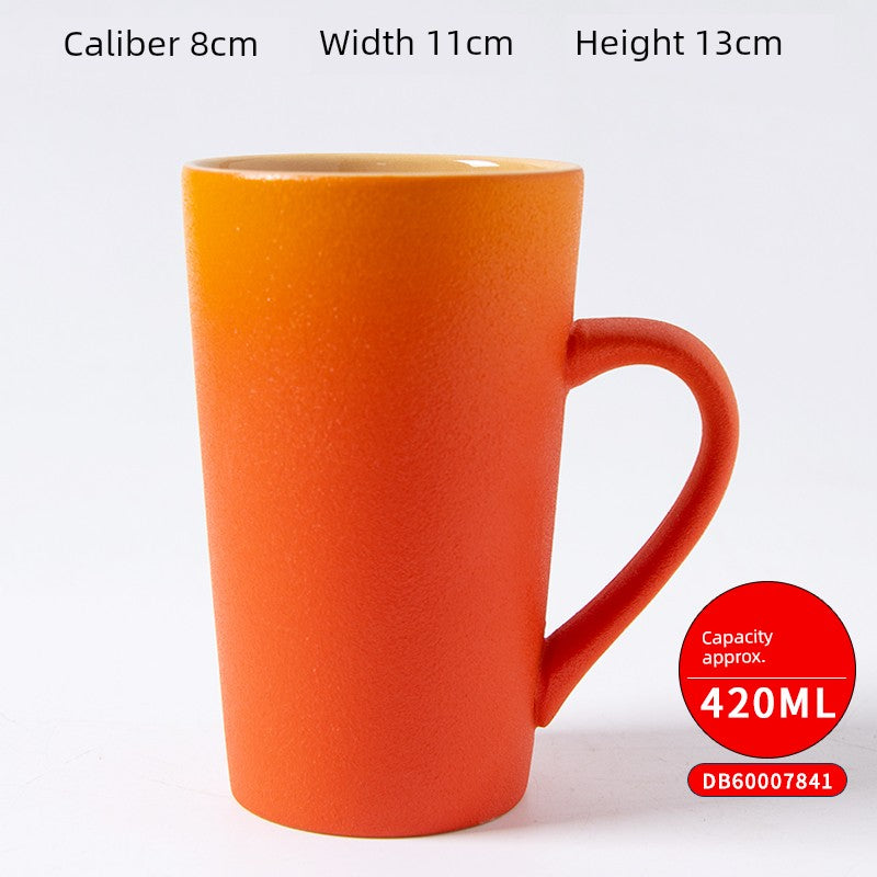 Cup Ceramic Mug with Cover Spoon Tea Cup Retro Domestic Coffee Cup Creative Personalized Trend Couple's Cups