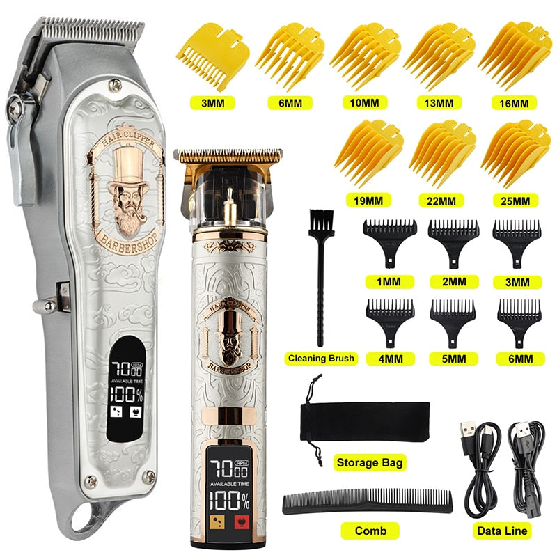 HIENA White Set Dragon Professional Hair Clipper Cordless Hair Trimmer For Men Shaver Hair Cutting Machine Barber Machin Beard