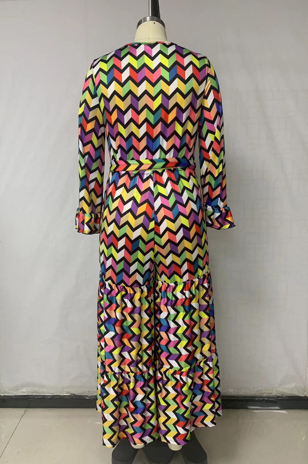 Plus Size Women Jumpsuit Tie Dye Print One Piece Outfit 2023 Spring Female Elegant Belt Jumpsuit Lady Designer Wide Leg Pant